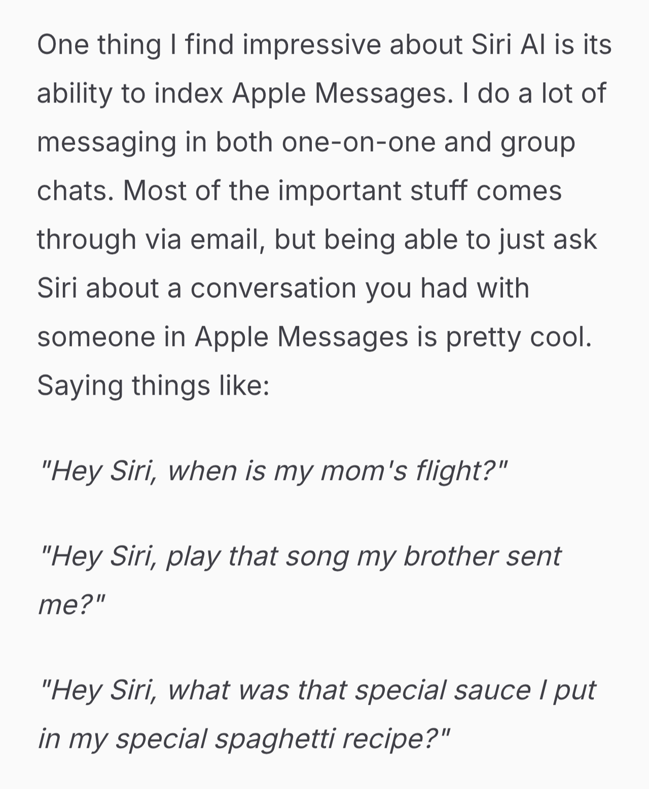 screenshot of an excerpt about Siri AI