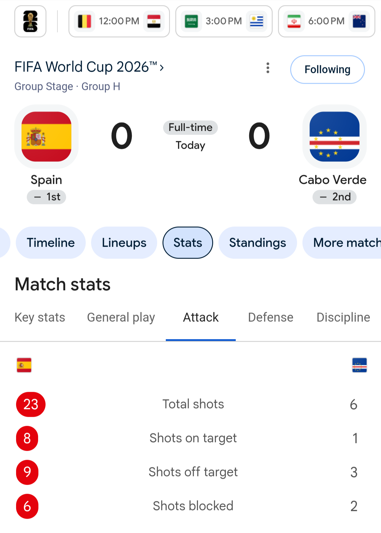 Spain vs. Cape Verde Match